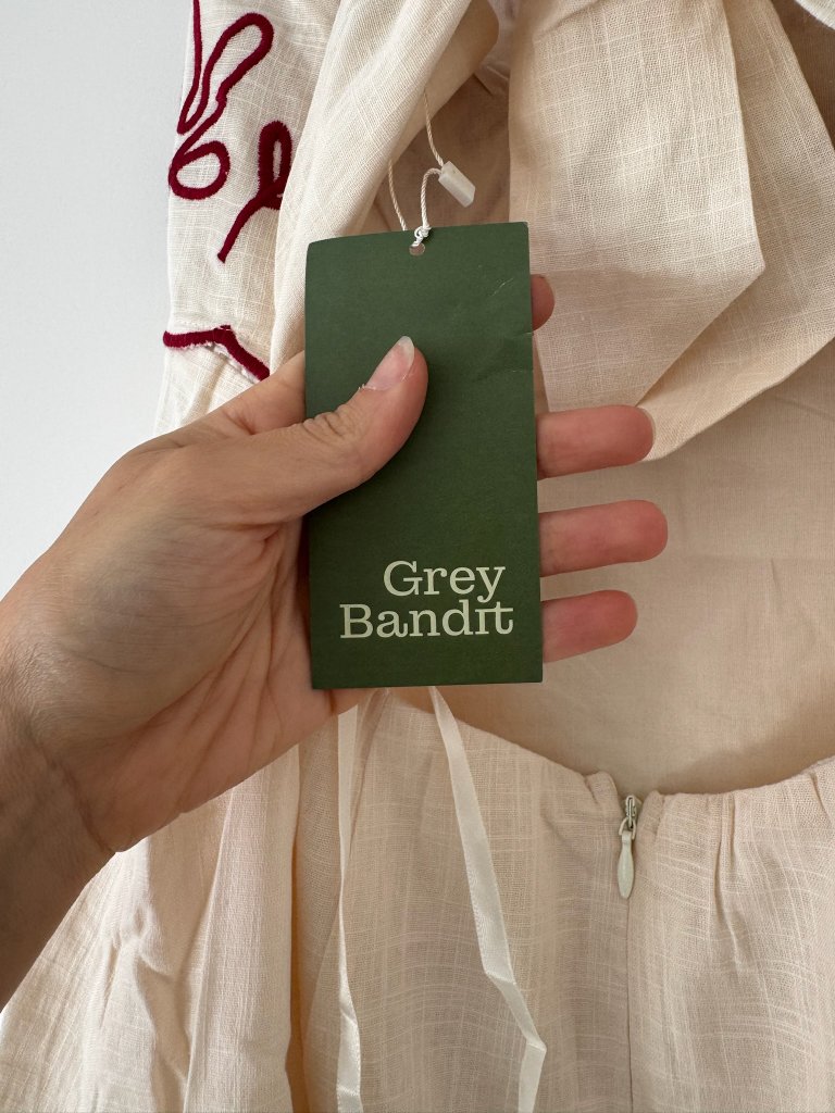 Grey Bandit White And Red Embroidered Maxi Dress Nwt - Small — image 6 of 6